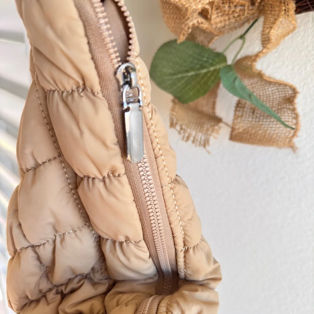 Boutique. Tan Quilted Hobo Bag